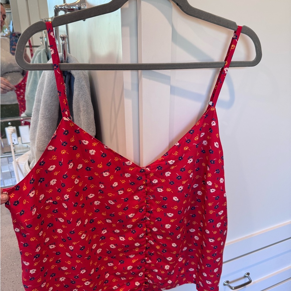 Madewell Red Sleeveless Crop Camisole